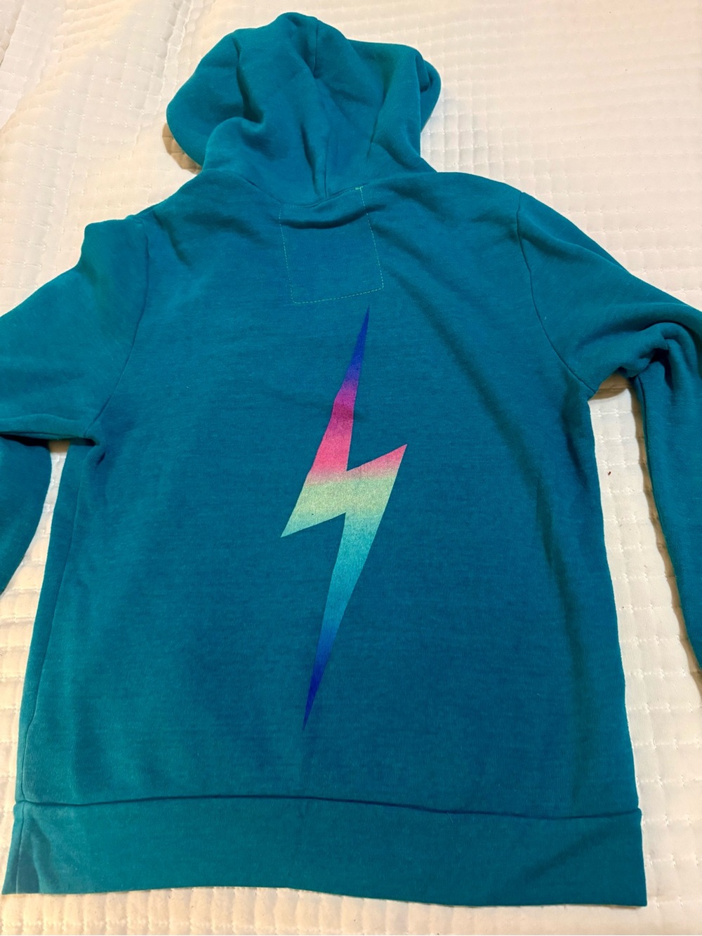 Teal Blue Aviator Nation Bolt Stitch Hoodie - Picture 5 of 7